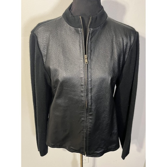 John Paul Richard Jacket Womens Medium Black Leather Full Zip Lined Stand Collar - Picture 3 of 11